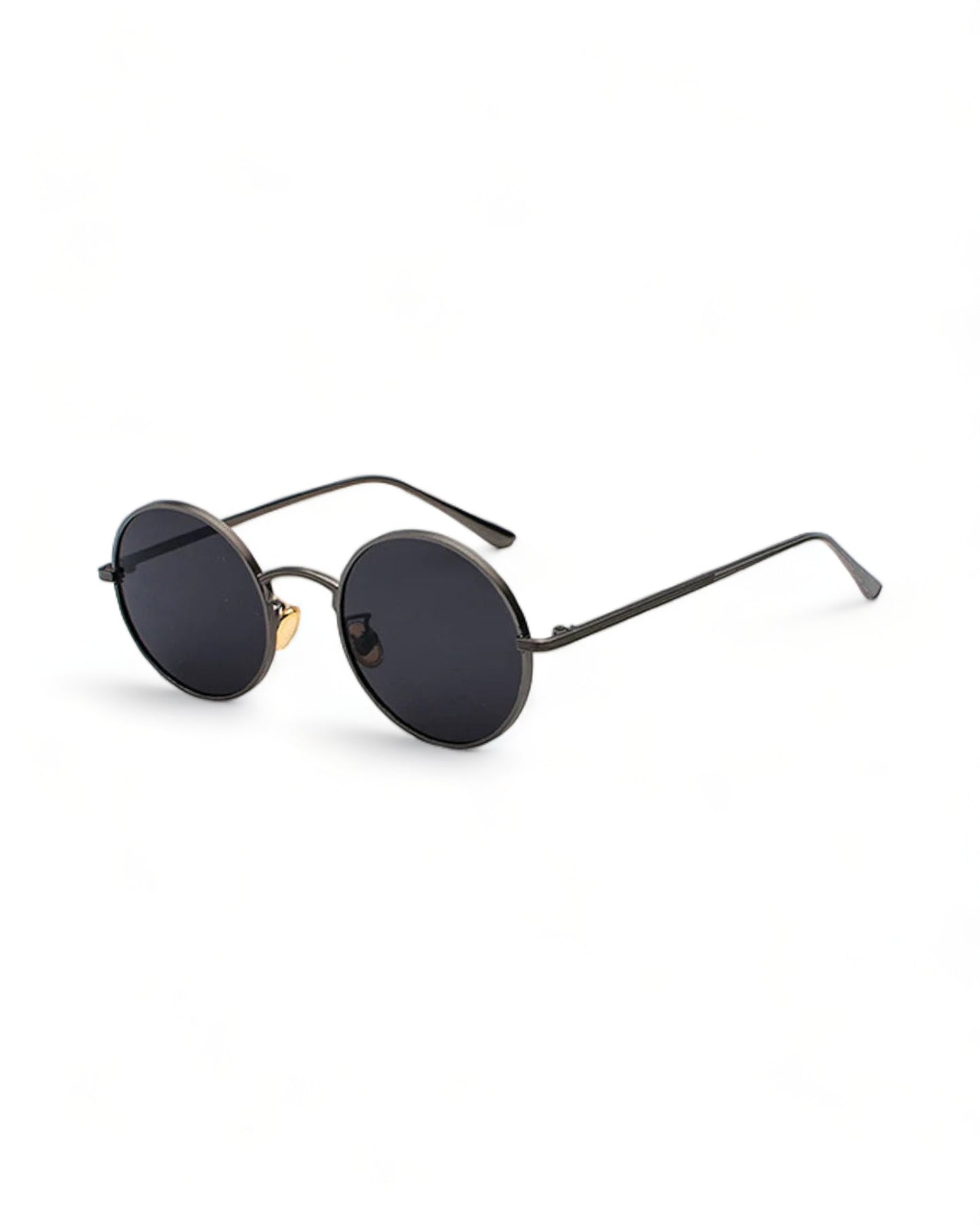 black lens black frame Round Metal Frame Sunglasses