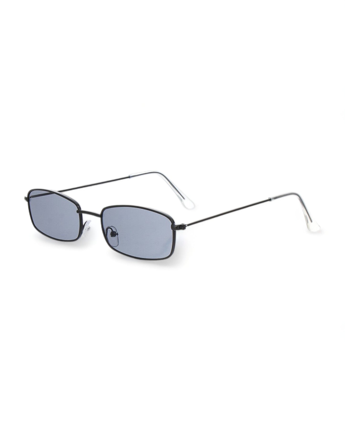 black lens black frame Skinny Narrow Rectangular Sunglasses