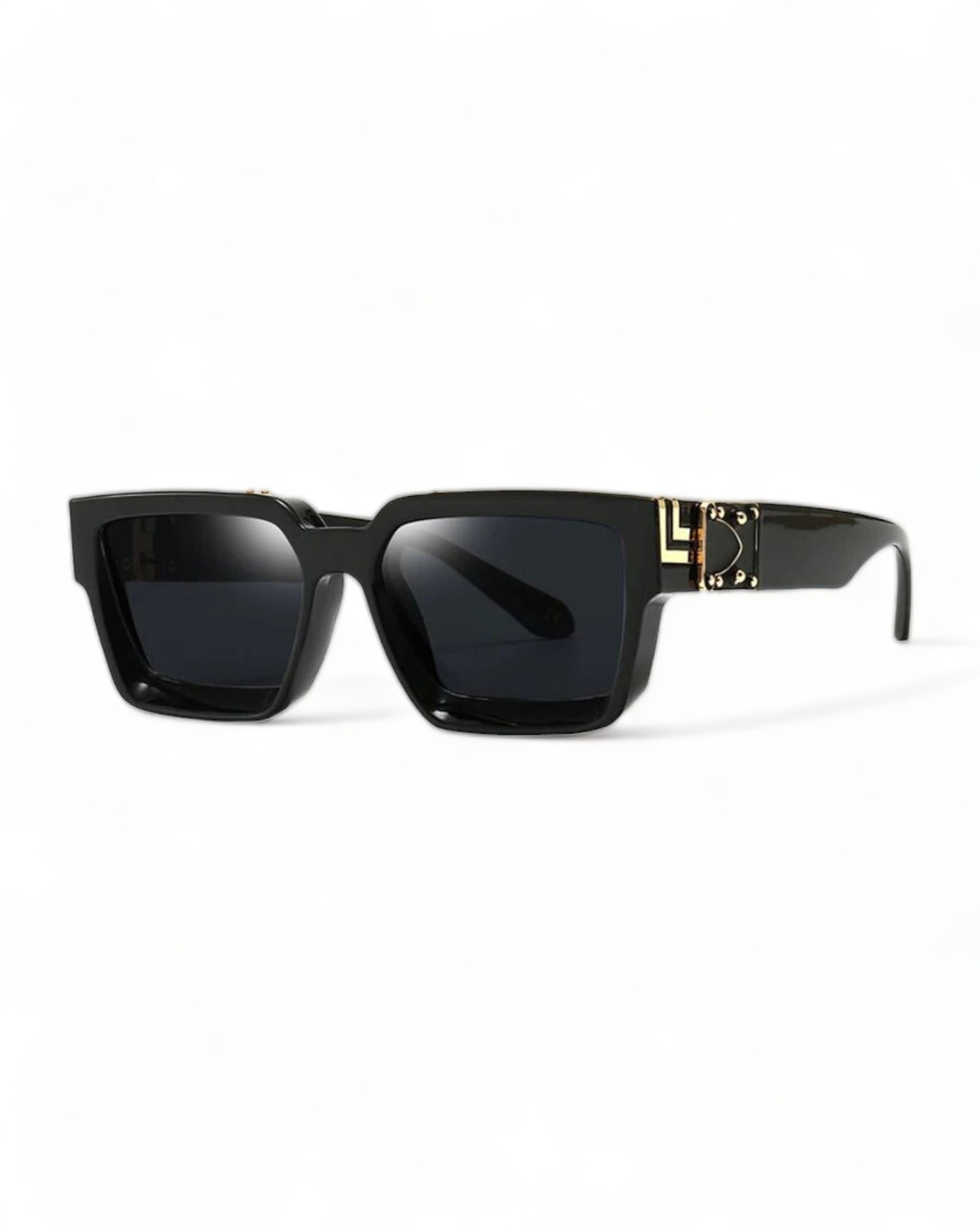 black lens black gold frame Oversized Squared Sunglasses