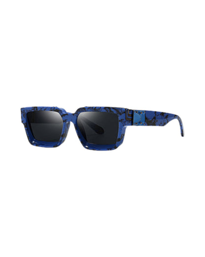 black lens blue frame Oversized Rectangle Sunglasses