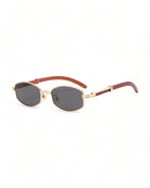 black lens brown frame Slim Oval Geometric Sunglasses