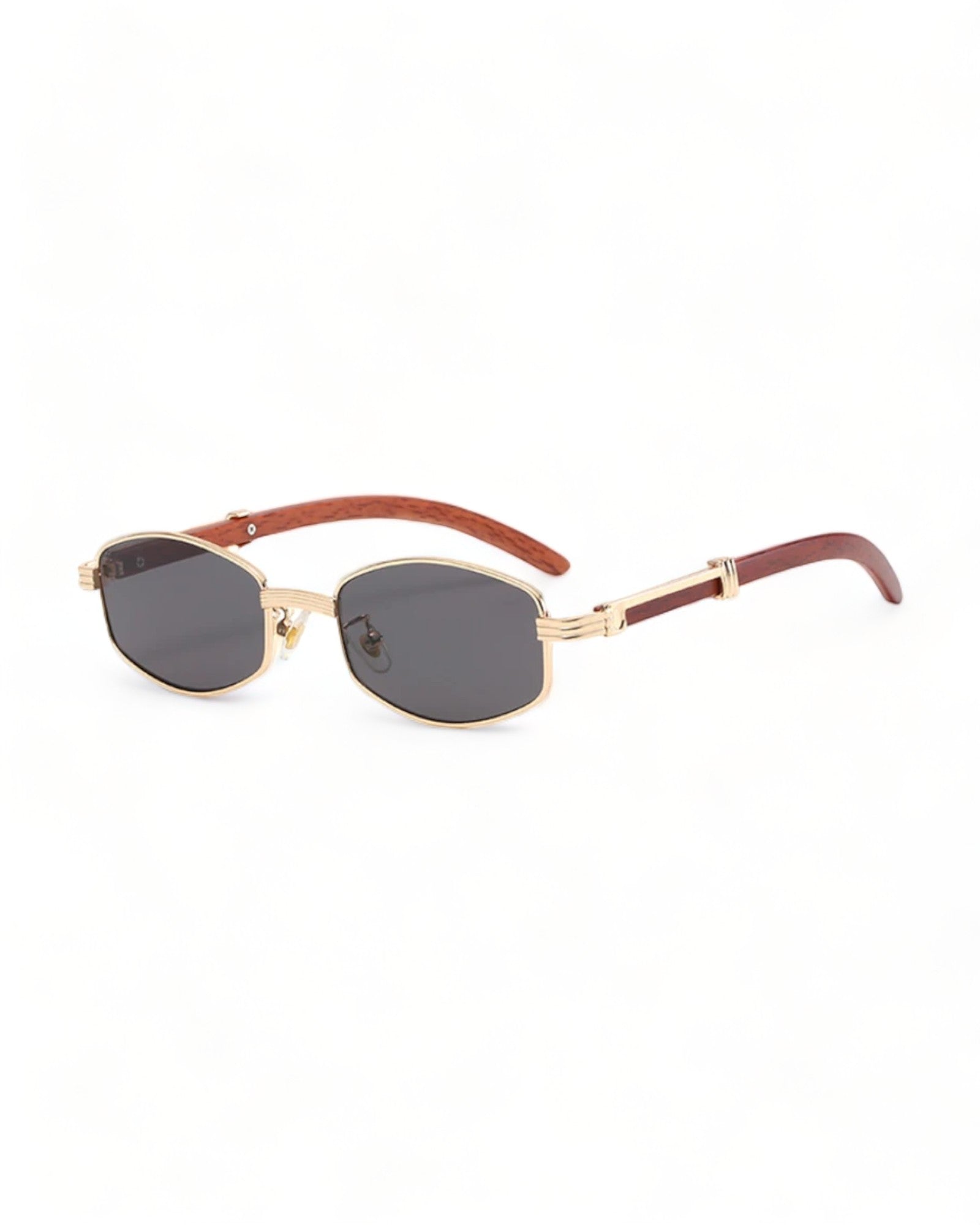 black lens brown frame Slim Oval Geometric Sunglasses