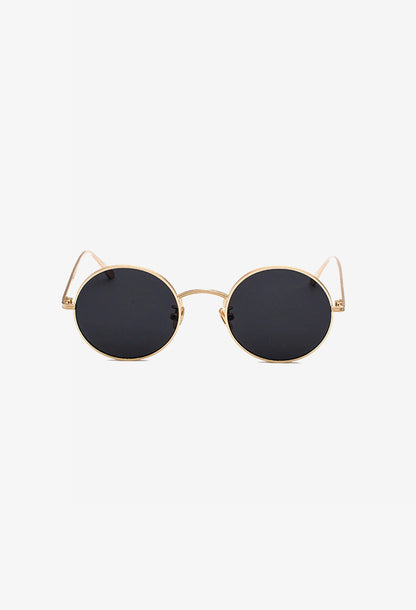 black lens gold frame Metal Frame Round Sunglasses