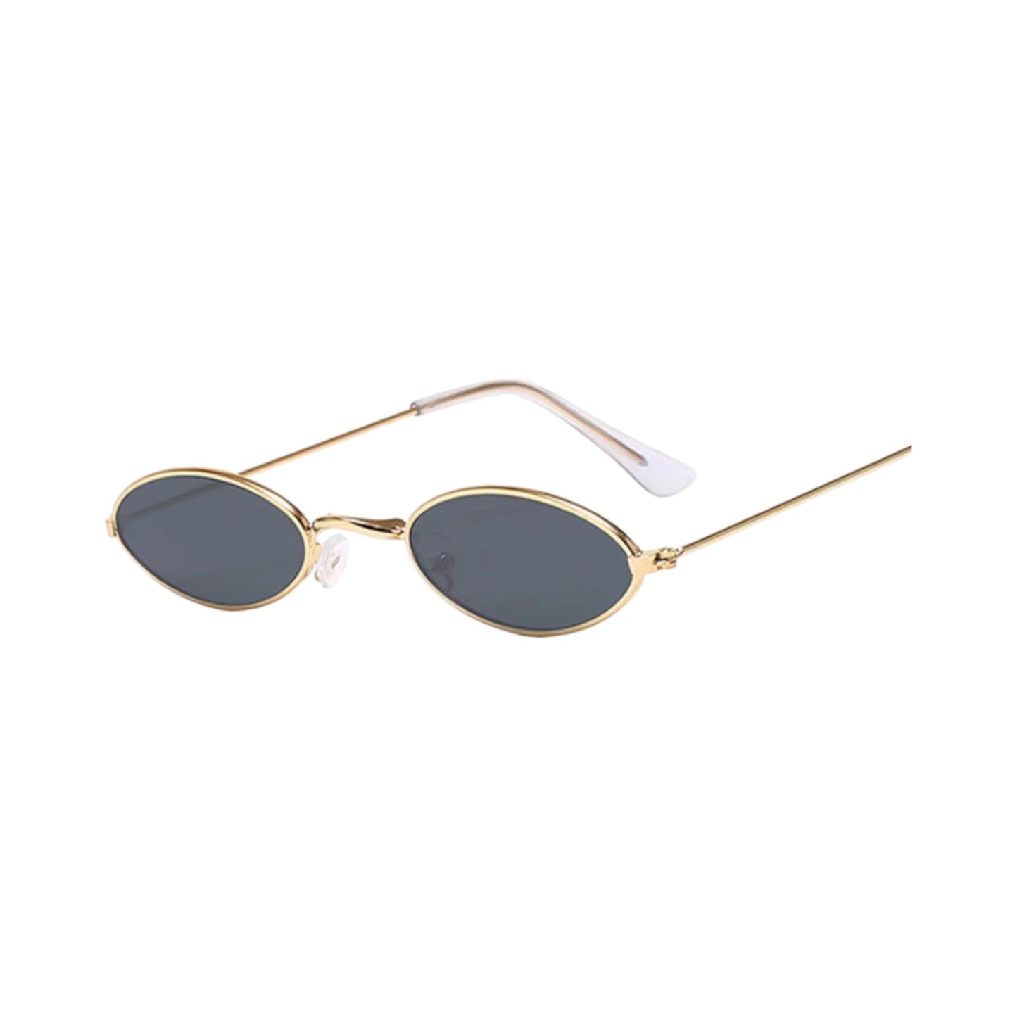 black lens gold frame Retro Oval Sunglasses