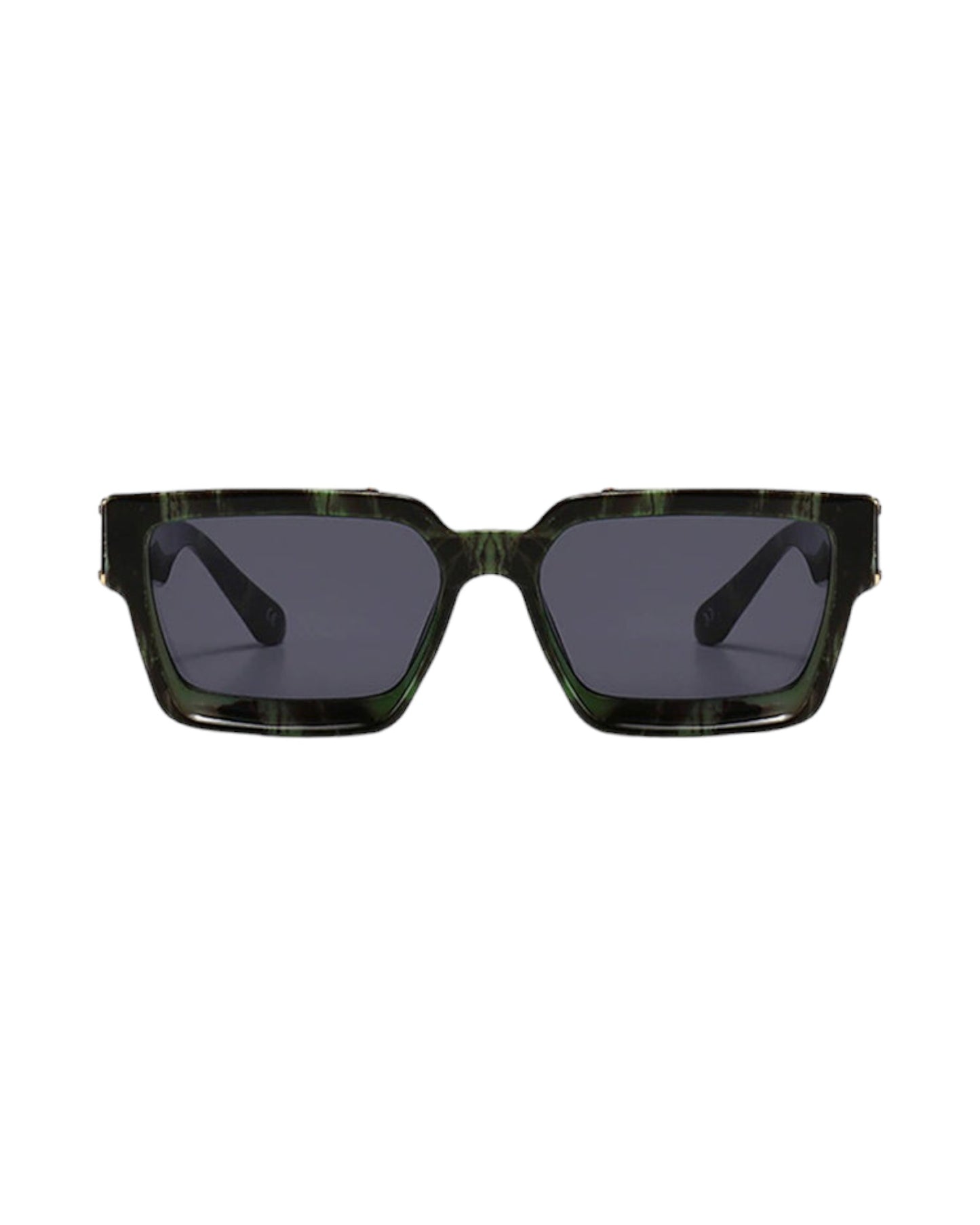 black lens green frame Oversized Rectangle Sunglasses