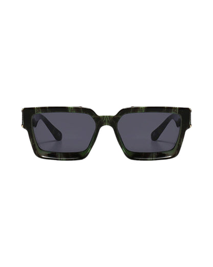 black lens green frame Oversized Rectangle Sunglasses