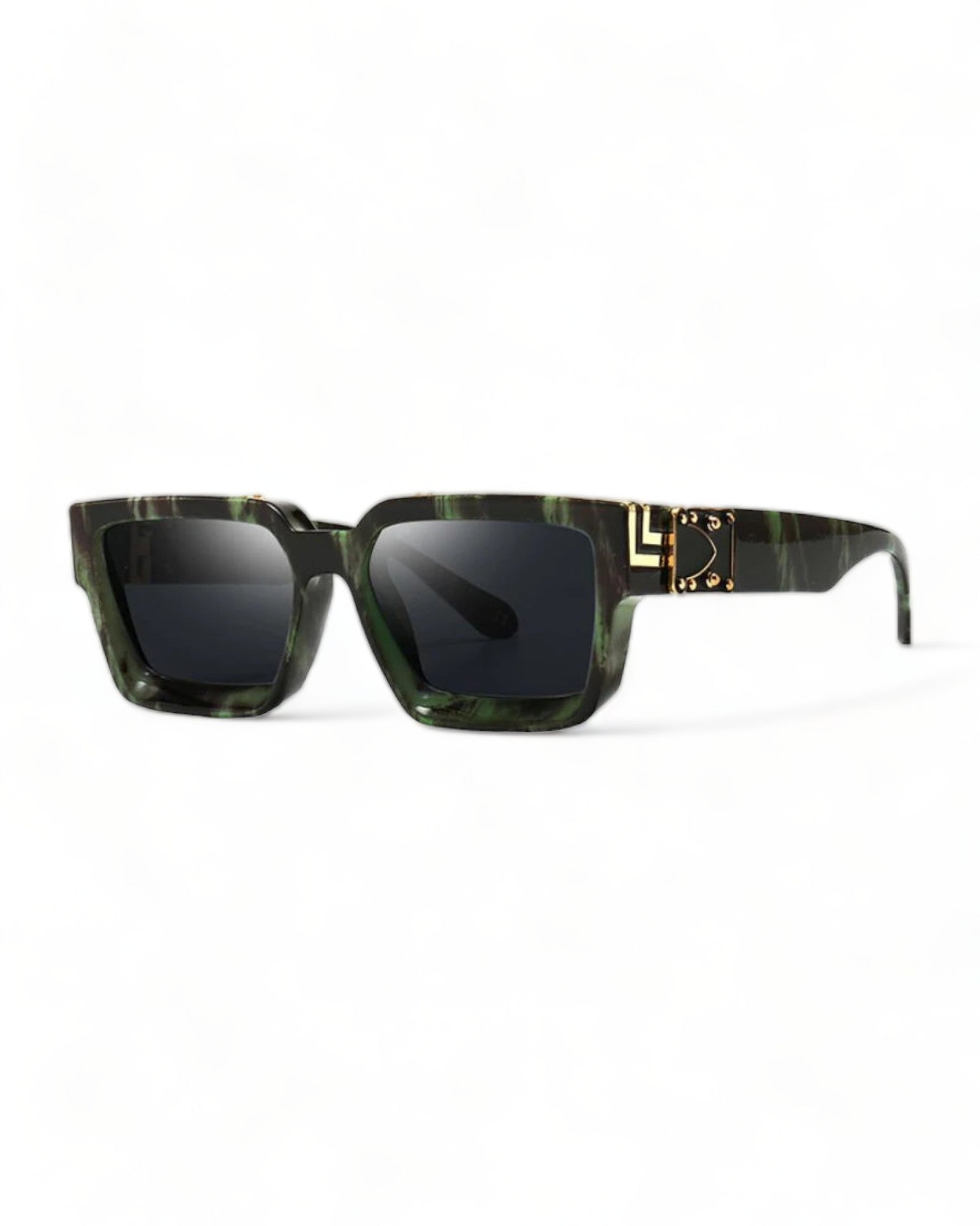 black lens green frame Oversized Squared Sunglasses