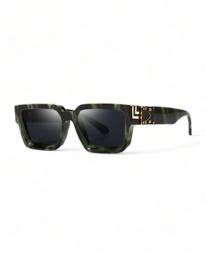 black lens green frame Oversized Squared Sunglasses