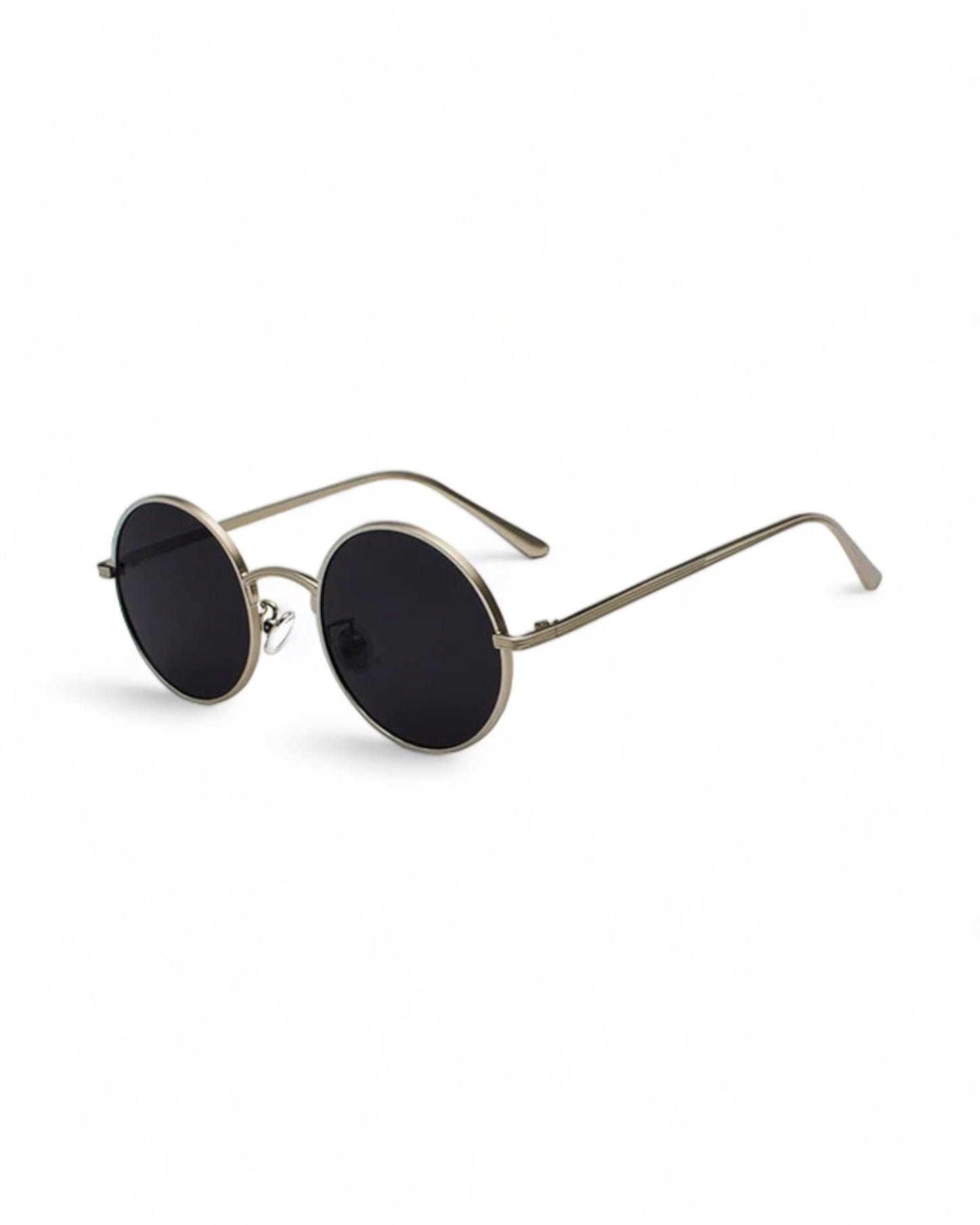 black lens silver frame Round Metal Frame Sunglasses