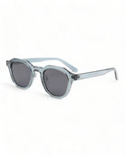  Retro Korean Style Polarized Polygon Sunglasses in light blue with dark lenses.