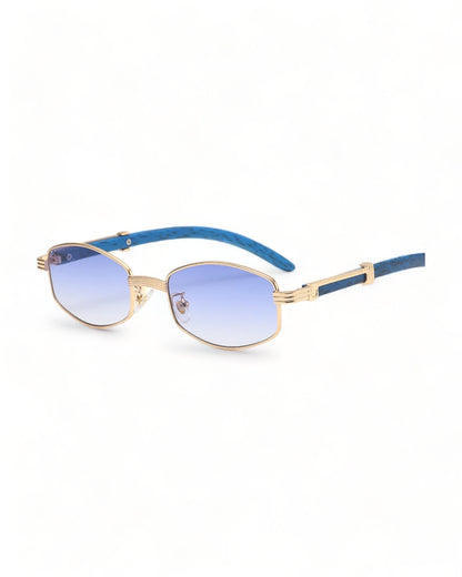 blue Slim Oval Geometric Sunglasses