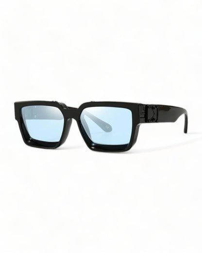 blue lens black frame Oversized Squared Sunglasses