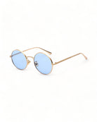 blue lens gold frame Round Metal Frame Sunglasses