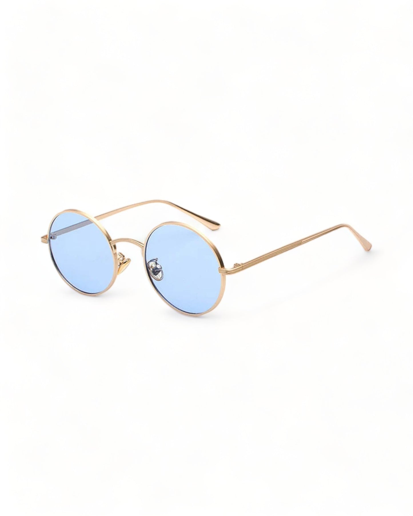 blue lens gold frame Round Metal Frame Sunglasses