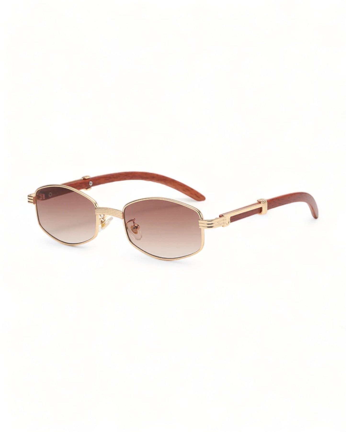 brown lens Slim Oval Geometric Sunglasses