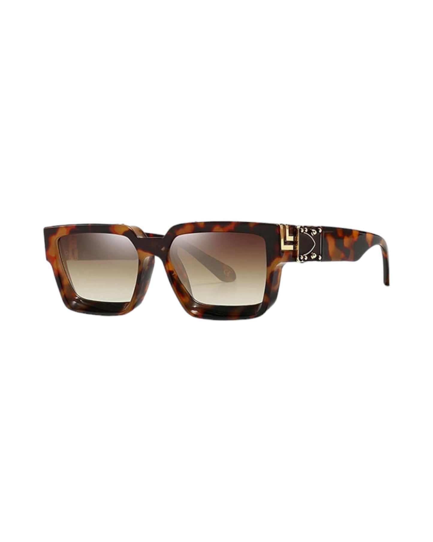 brown lens brown and gold frame Oversized Rectangle Sunglasses