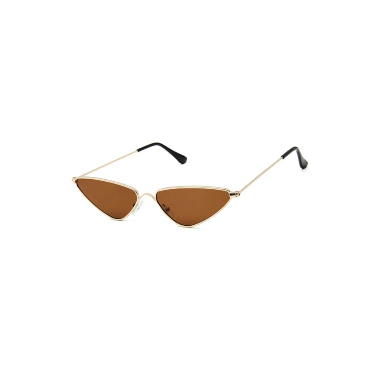 brown lens gold frame Vintage Triangle Cat-Eye Sunglasses