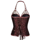 Costumes Faux Leather Top featuring a stylish lace-up corset design in burgundy.
