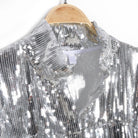 Silberne Quasten-Paillettenjacke Detailansicht