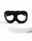 Vintage Steampunk Motorcycle Goggles featuring cushioned interior, UV-400 lens protection, and adjustable headband.