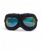 Vintage Steampunk Motorcycle Goggles with UV-400 lens, anti-scratch, anti-fog, and adjustable headband.