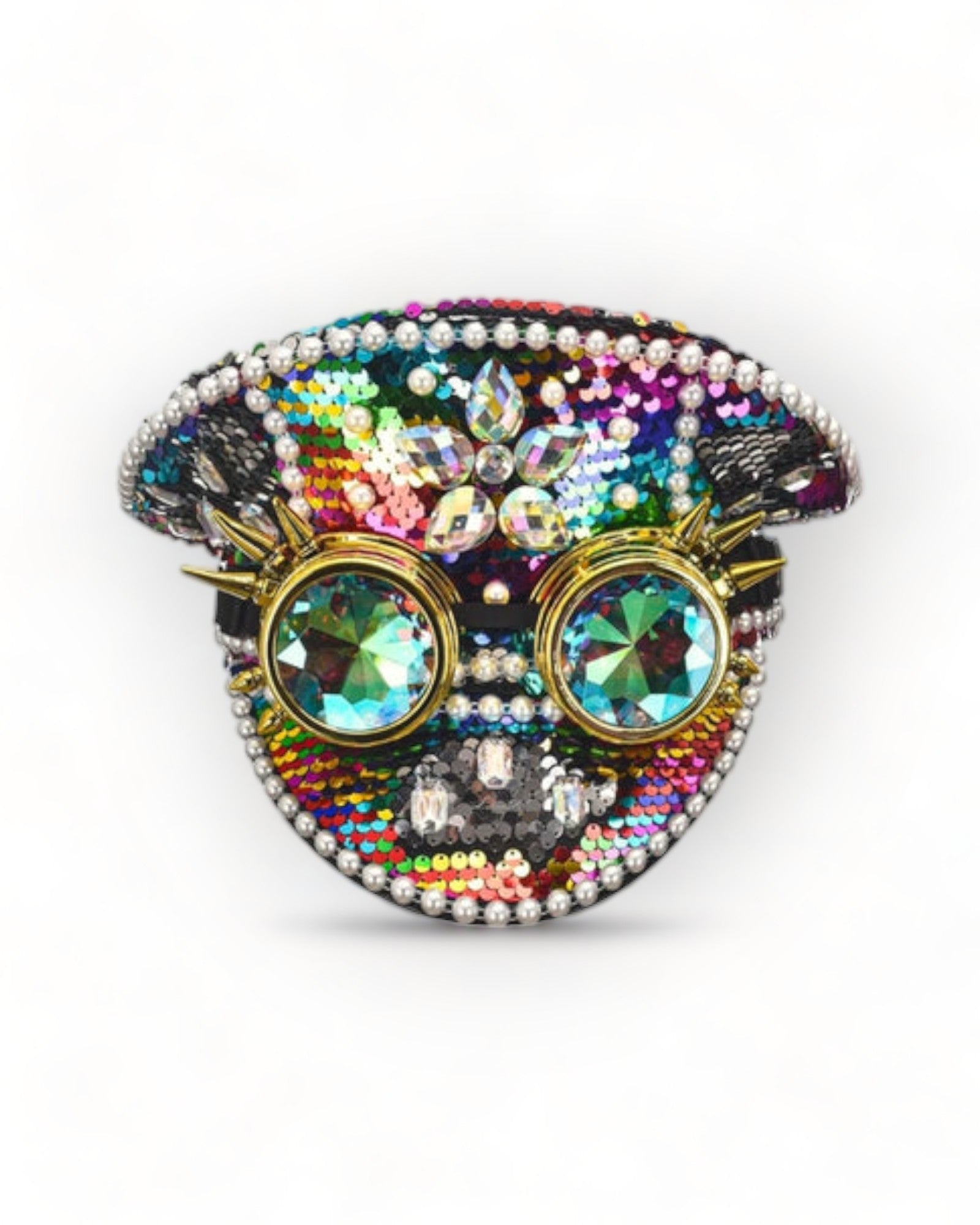 Colorful Stones Military Hat with Rhinestones and Kaledoiscope Sunglasses