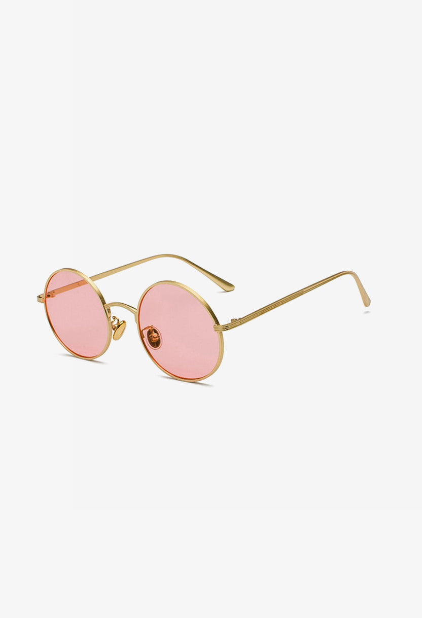 pink lens round sunglasses