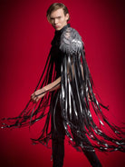 Cosplay Long Tassel Wings displayed on model, featuring flowing tassels and elegant feathered design.