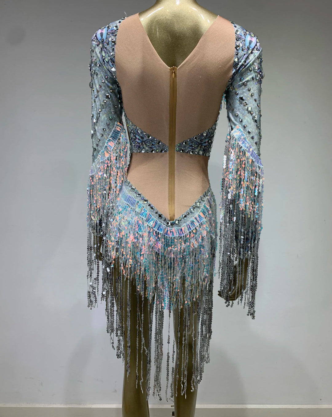 Diamond Rhinestone Tassel Bodysuit showcasing sparkling rhinestones and elegant tassels on a stylish design.