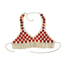 Festival Top and Tassel Mini Skirt Set with shimmering circular sequins and fringe detail.
