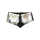 Futuristic Mirror Bra and Short Set featuring dazzling mirror-like plates on stylish shorts.