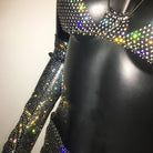 Close-up of Glitter Rhinestone Top with Mini Skirt and Gloves showcasing shimmering rhinestones and sparkling details.