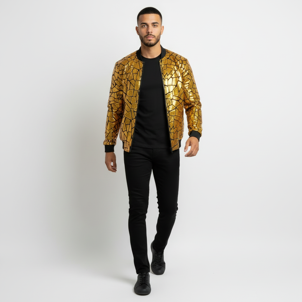 Rocco Gold Geometric Mirror Panel Jacket