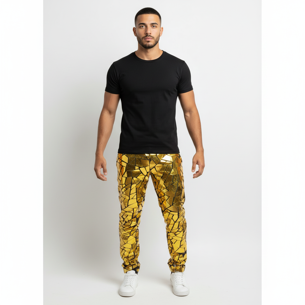 Rocco Gold Geometric Mirror Panel Pants