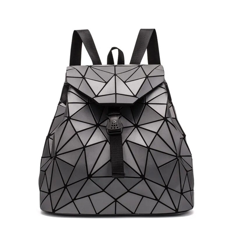Holographic Backpack, unisex PU leather design, stylish accessory for raves and parties.