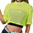  Green Fishnet Mesh Crop Top
