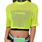 Green Green Fishnet Mesh Crop Top