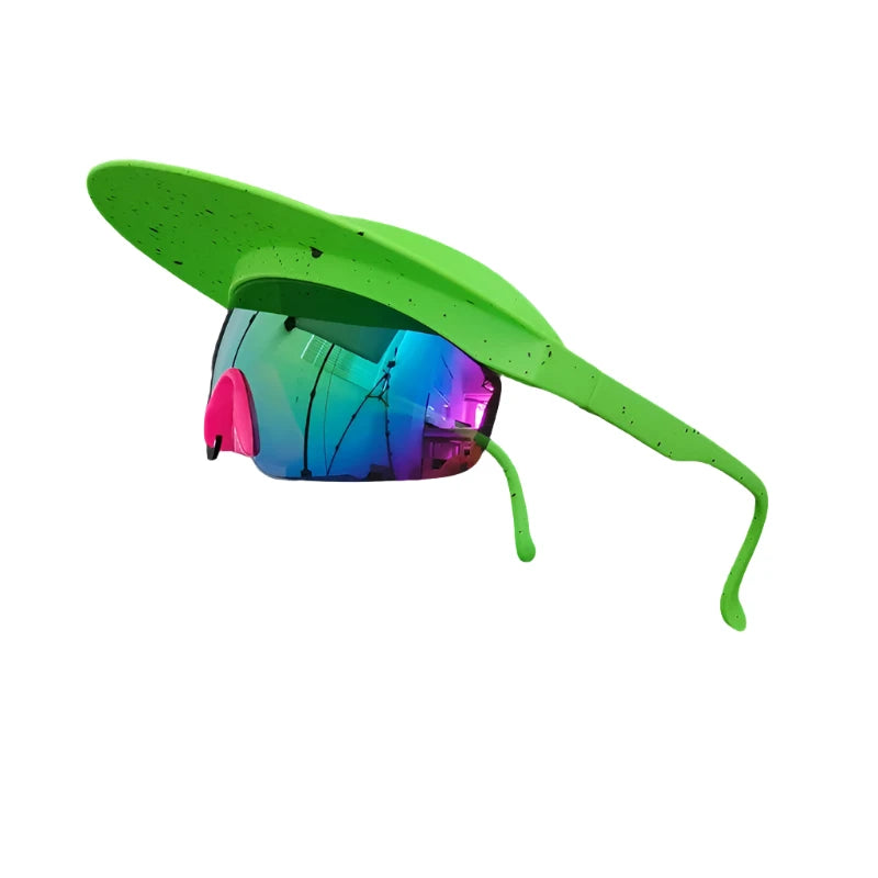 green Cycling Sunglasses with Visor Festival Outfit Fashion Concert Rave outfits