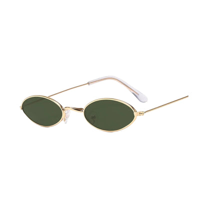 green lens gold frame Retro Oval Sunglasses