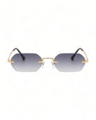 grey lens gold frame Rimless Hexagonal Sunglasses 