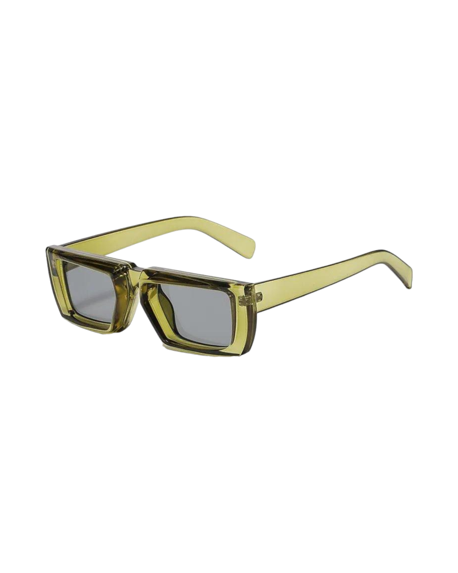 grey lens green frame Chunky Rectangular Sunglasses