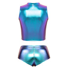 Detail of Holographic Crop Top and Short Set