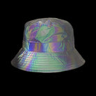 Holographic Reflective Bucket Hat with vibrant, shimmering colors perfect for rave events and dance floors.