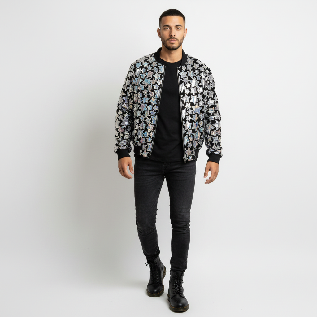 Rocco Holographic Star Mirror Panel Jacket