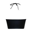 Top corto de cuero con escote halter en V en elegante negro, con un favorecedor escote halter y cierre de lazo.