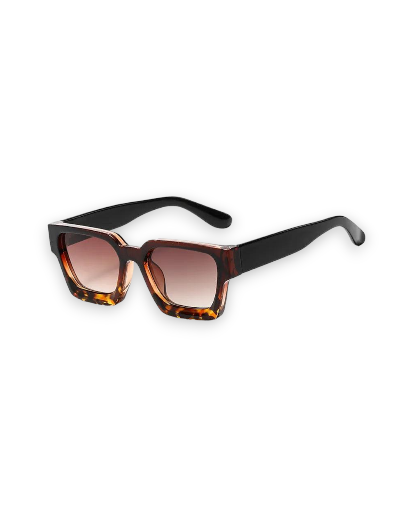 Chunky Square Sunglasses in tortoise shell with gradient lenses and stylish frame.