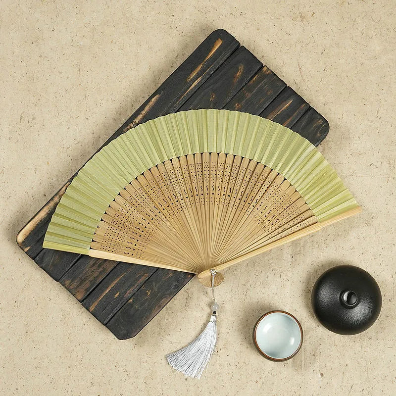 Light Green Bamboo Folding Bamboo Hand Fan