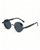 Round Steampunk Sunglasses with UV-400 protection and anti-scratch coating, unisex design.