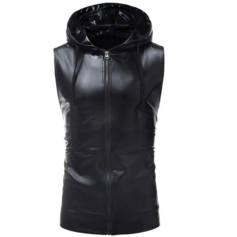 Black Metallic Hooded T-Shirt