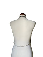 Metallic Mesh Hooded Shirt showcasing a back view with elegant chain detail for festival fashion.